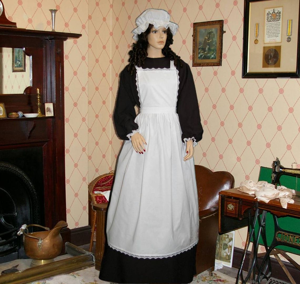 Ladies Victorian Or Edwardian Maids Apron And Mop Cap Only Costume Fancy Dress Ebay